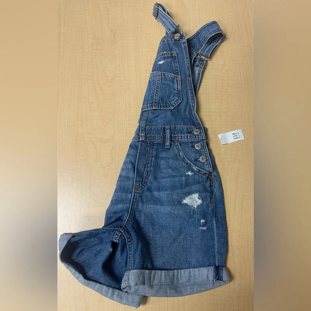 NWT Gap Girls Denim Overall shorts Regular Wash sizes-XL 12, XS 4/5